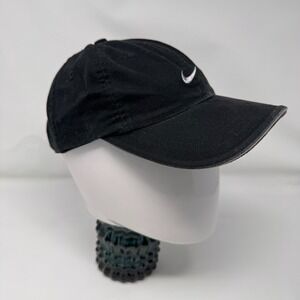 Nike Hat Black Youth One Size Adjustable Swoosh Cap Embroidery Logo